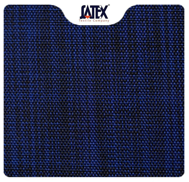 «پارچه وستار رنگ آبی، نمای نزدیک از بافت پارچه مناسب چمدان و کیف»